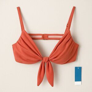 Cupshe Solid Coral Cut Out Bikini Swim Top Size M